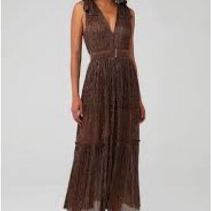 Skylar Tiered Belted Metallic Gown
